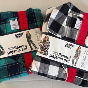 2 Lands' End Ladies' Flannel 2-piece Pajama Set